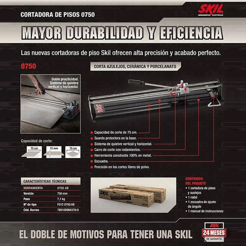 Cortadora De Cerámica Porcelanato Skil 75 Cm Escuadra 45°/90