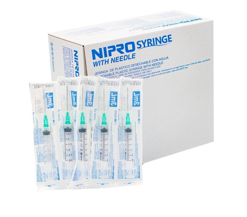 Jeringa Luer Lock Con Aguja 3ml 21g X 1 1/2 100und Nipro