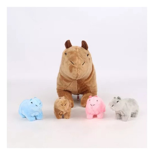 Capibara Peluche Mamá Con 4 Peluches Capibara Bebé,5 Pcs