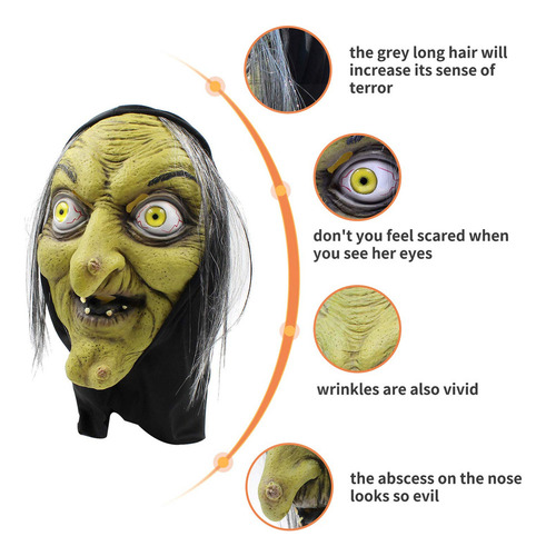 Fwefww Disfraz De Cosplay De Terror Para Halloween Con Máscara De B