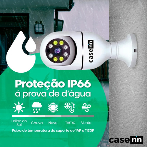 Câmera De Segurança Lâmpada Ip Wifi Casenn App Yoosee Espiã 360º Com Visão Noturna Interna Externa Cor Branco