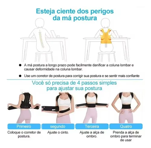Colete Cinta Corretor De Postura Lombar Coluna Ortopédico