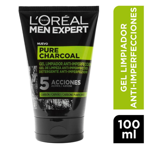 Gel Limpiador Pure Charcoal Loreal Men Expert 100 Ml Tipo de piel Todo tipo de piel