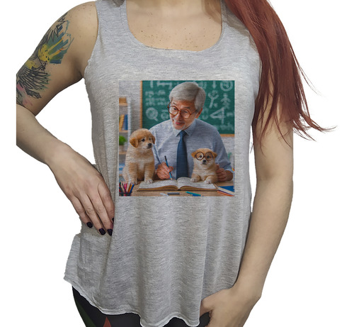 Musculosa Dama Perro Con Anteojos Estudiando Ciencia M2