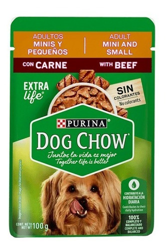 Alimento Pouch Dog Chow Sabor Carne 100 G