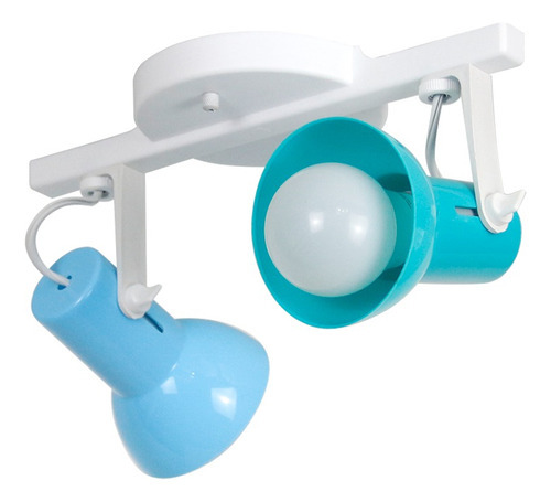 Luminaria Spot Trilho Kids Quarto Infantil Vd Az 2 Lampadas Cor verde e azul 110V/220V