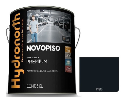 Tinta Acrílica Premium Novopiso Hydronorth 3,6lt - Cores Cor Preto
