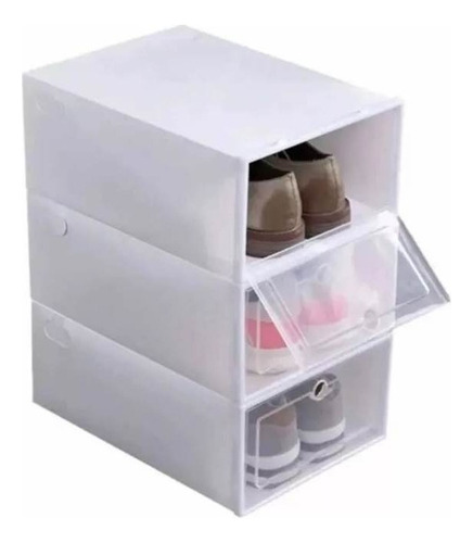 Pack 6 Cajas Zapatos Organizador Armable Apilable Zapatero Color Blanco