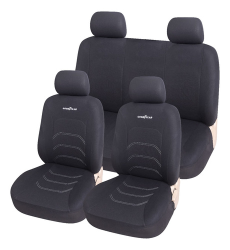 Fundas Asiento Completa Goodyear Negra 10 Pzas Auto