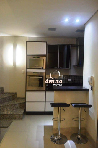 Cobertura Totalmente Mobiliada Com 2 Dormitórios À Venda, 70m² + 70m² Por R$ 563.900 - Vila Pires - Santo André/sp - Co0968