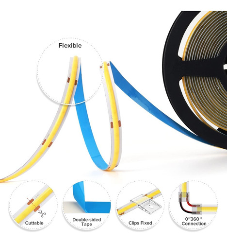 Tira De Led Fcob Cob Flexible De Alta Densidad Y Luz Un...