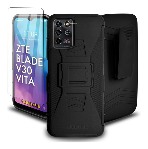 Funda Protector P/ Zte Blade V30 Vita, Uso Rudo Clip C/ Mica