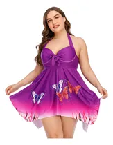 Comprar Biquíni De Maiô Feminino Plus Size, Cor Gradiente, Dividido,