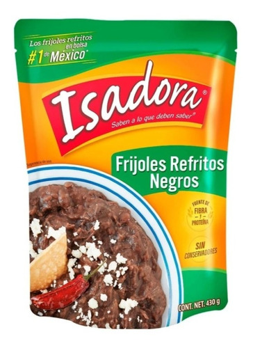 Frijoles Isadora Negros Refritos En Bolsa De 430 Grs