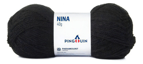 Lã Nina Pingouin 40g - Kit (pacote) Com 5 Novelos  Cor 0100 - Preto