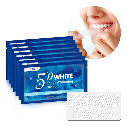 Blanqueador Dental Tiras De Gel 5d White Menta X 7 Pares