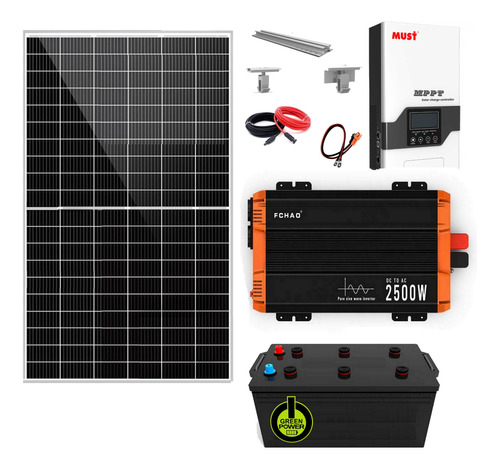 Kit Solar Inversor 2500w Reg 80a Bateria 200a Para Motorhome