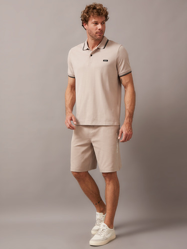 Polo Stretch Metal Button Beige Calvin Klein
