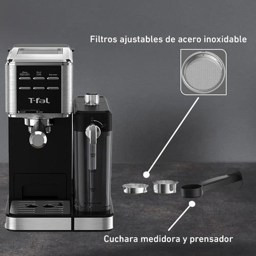 Cafetera Máquina de Espresso La-T, Manual, Lattes Perfectos, T-fal Ex452dx0