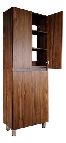 Cocina Integral Premium Decomobil Con Campana Y Parrilla Color Parota - Mármol Negro