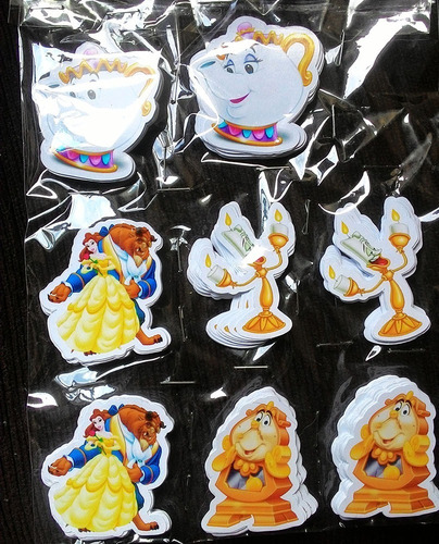 Imagem 1 de 3 de 100 Tags, Topper, Apliques Para Festas - Bela E A Fera