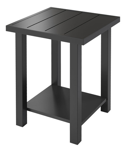Metal Outdoor Side Table, 2-tier Sturdy Patio End Table Weat