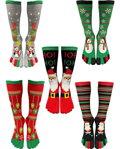 Calcetines Calcetas Largas Unisex Con Diseños Navideños