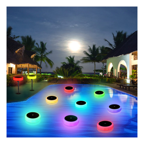 Luz Solar Flotante Para Piscina 2 Rgb Que Cambian Color Ip68