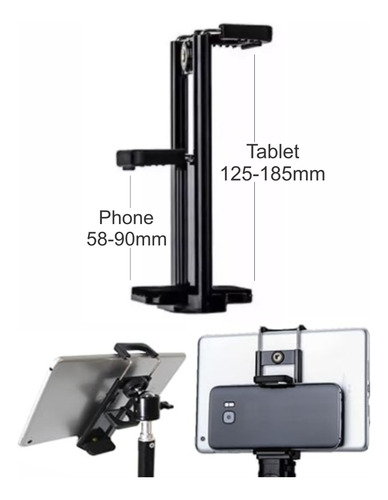 Suporte Meudome Para Tablet E Celular iPad 2 Em 1 Rosca 1/4 Cor Preto