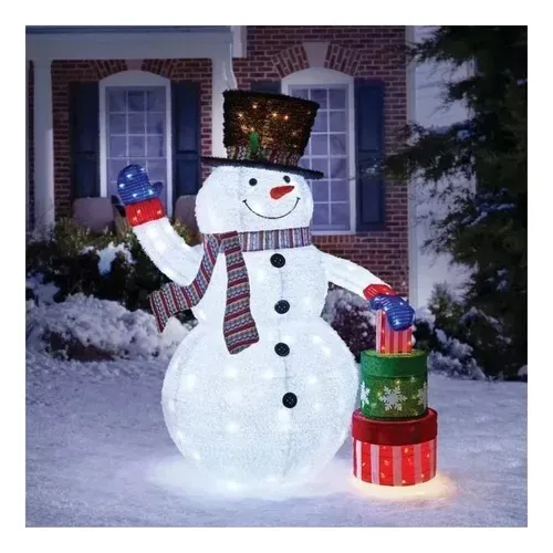 Muñeco de nieve con hilo y luces sales