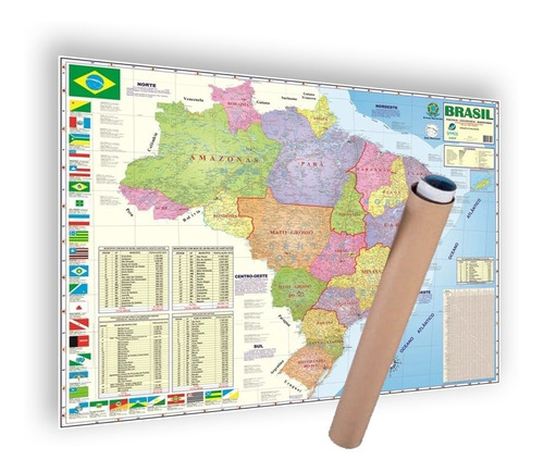 Mapa Brasil Grande Politico Rodovia 120x90 Cm Enrolado Atual
