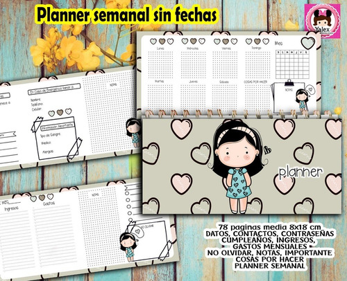 Agenda Planner Perpetua Infinita Digital Imprimible Menina3
