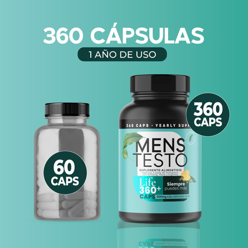 Imagen 6 de 6 de 360 Capsulas Mens Testo Precursor Testosterona Fenogreco Sabor Sin Sabor