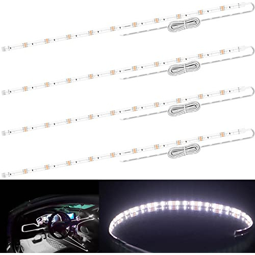 Tiras De Luces Led Blancas De Coche De 24 Pulgadas, Cor...