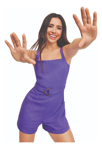 Romper Casual Dama Morado Con Cinturón 942-67