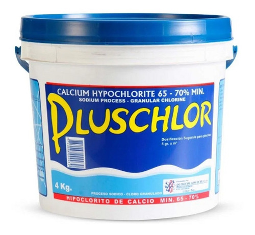 Hipoclorito De Calcio Al 65-70% Balde De 4kg. Pluschlor