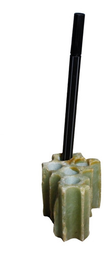 Porta Lápis De Pedra Jade Natural 05 Repartições 127g 5cm