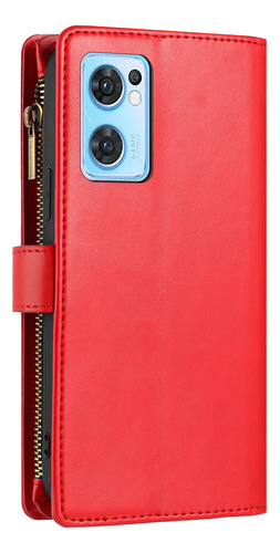 Compatível Com Capa Oppo Find X5 Lite, Porta-cartões, Zíper