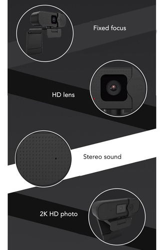 Cámara Web Uhd 2k Usb Con Teléfonos Y Visión Gran Angular