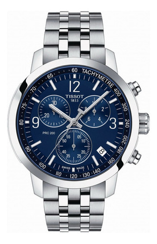 Relógio cronógrafo Tissot Prc 200 T1144171104700 Cor de malha original: prata, moldura, cor de fundo prateada, cor de fundo azul