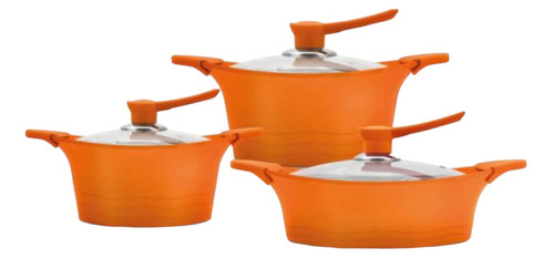 Batería De Cocina 6 Piezas Aluminio Fundido Naranja Bohlier