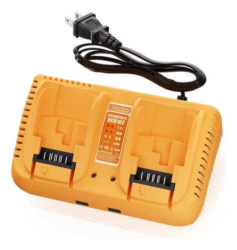 Cargador Dual Reemplazo P/ Baterías Dewalt Dcb102 De 12v/20v