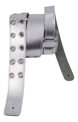 Correia Para Guitarra Couro Silver Leather Grommets 25lgs04