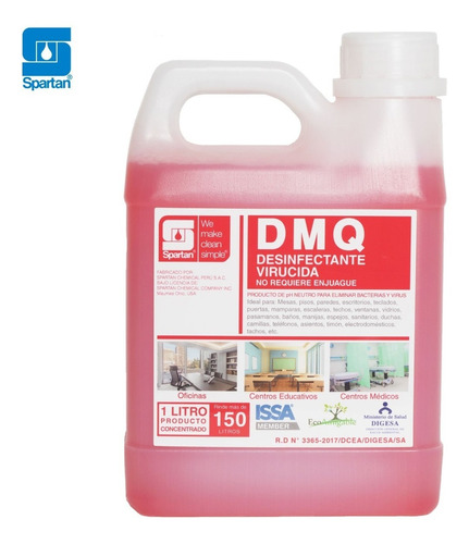 Desinfectante Virucida Dmq Spartan Envase X 1 Litro