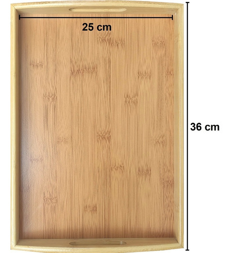 Imagen 2 de 8 de Bandeja Bambu Madera Decorativa Organizacion Manijas Asas