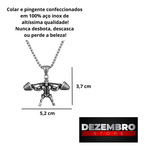 Imagem 5 de 5 de Colar Masculino Com Pingente Levantamento De Peso