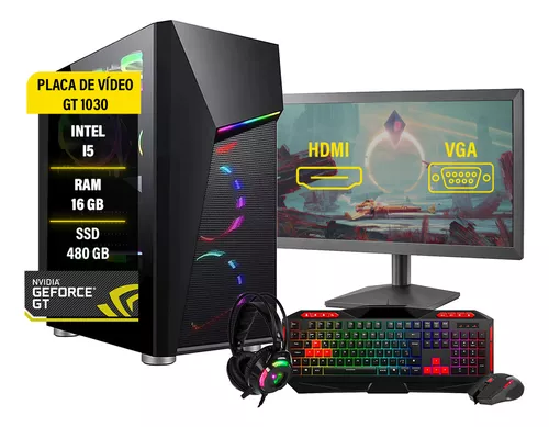 Kit Pc Gamer I7 480gb Placa De Vídeo + Monitor + Combo Game