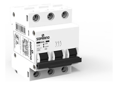 Disjuntor Tripolar 32a Din Soprano (shb3-c32a) | Soprano