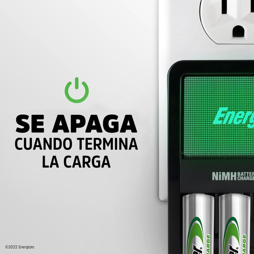 Imagen 3 de 7 de Cargador De Pilas Energizer Mini + 2 Pilas Recargables Aa
