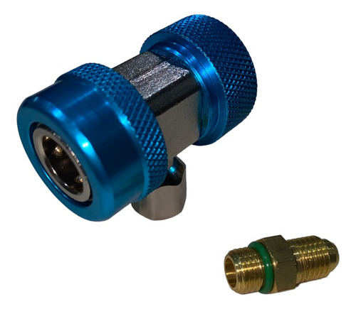 Cople Adaptador Automotriz Azul Baja Presion Clima Gas R134